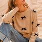 SO ME Ribbon Bow Applique Sweater - DAVERRI FASHIONS