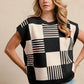 BiBi Checker With Stripes Pattern Sleeveless Sweater - DAVERRI FASHIONS