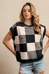 BiBi Checker With Stripes Pattern Sleeveless Sweater - DAVERRI FASHIONS