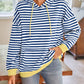 Lovelet Drawstring Striped Long Sleeve Hoodie - DAVERRI FASHIONS