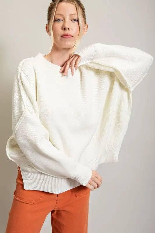 Long sleeve ribbed sweater OFF WHITE