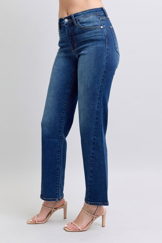 Judy Blue Full Size Side Seam Detail Straight Jeans with Pockets | Daverri Fashions
