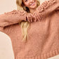BiBi Chunky Knit Sweater with Flower Detail Sleeves - DAVERRI FASHIONS