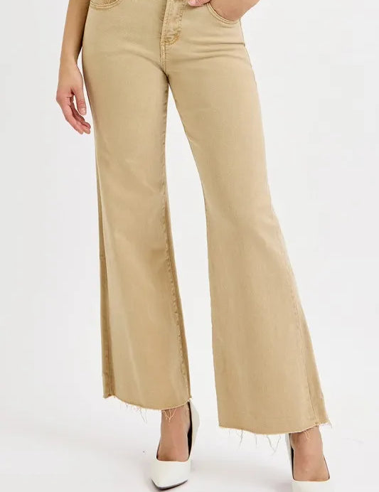 RISEN Full Size Raw Hem Wide Leg Jeans Plus Size | Jeans Daverri Fashions