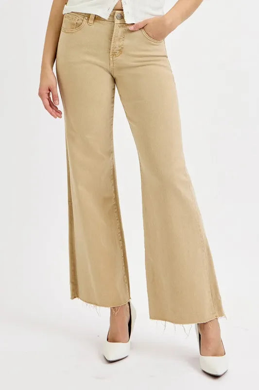 RISEN Full Size Raw Hem Wide Leg Jeans Plus Size Jeans