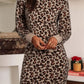 Leopard Print High Neck Shift Mini Sweater Dress - DAVERRI FASHIONS