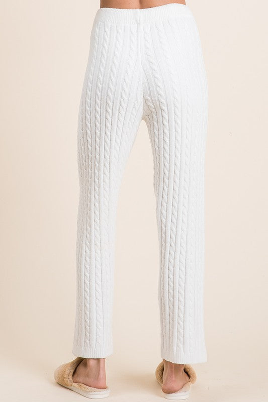 BiBi Cable-Knit High Waist Sweater Pants