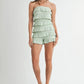 MABLE Pointelle Knit Fabric Ruffled Tube Romper Rompers