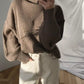 Cozy oversized turtleneck ribbed knit sweater in taupe, plus size