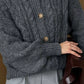 Cable Knit Button-Down Cardigan - DAVERRI FASHIONS