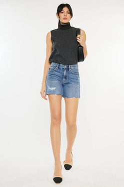 Kancan Distressed High Waist Denim Shorts - DAVERRI FASHIONS