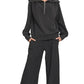 Zenana Ribbed High Neck Half Zip Pullover & Pants Set - DAVERRI FASHIONS
