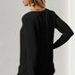 Double Take Corded Rib Thumbhole Cuff Round Neck T-Shirt - DAVERRI FASHIONS