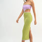 MABLE Lime Ribbed Knit Color Block Cutout Midi Dress - DAVERRI FASHIONS