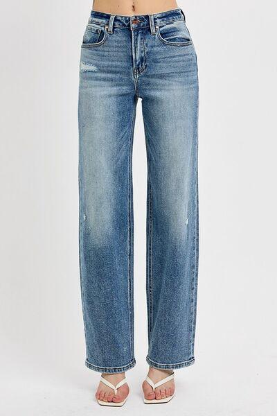 RISEN Full Size Distressed Wide Leg Jeans Plus Size Medium 9(29)