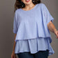 Umgee Full Size Eyelet Layered Short Sleeve Blouse Plus Size Blouses
