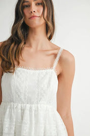 MABLE Eyelet Lace Babydoll Mini Cami Dress | Mini Dresses Daverri Fashions