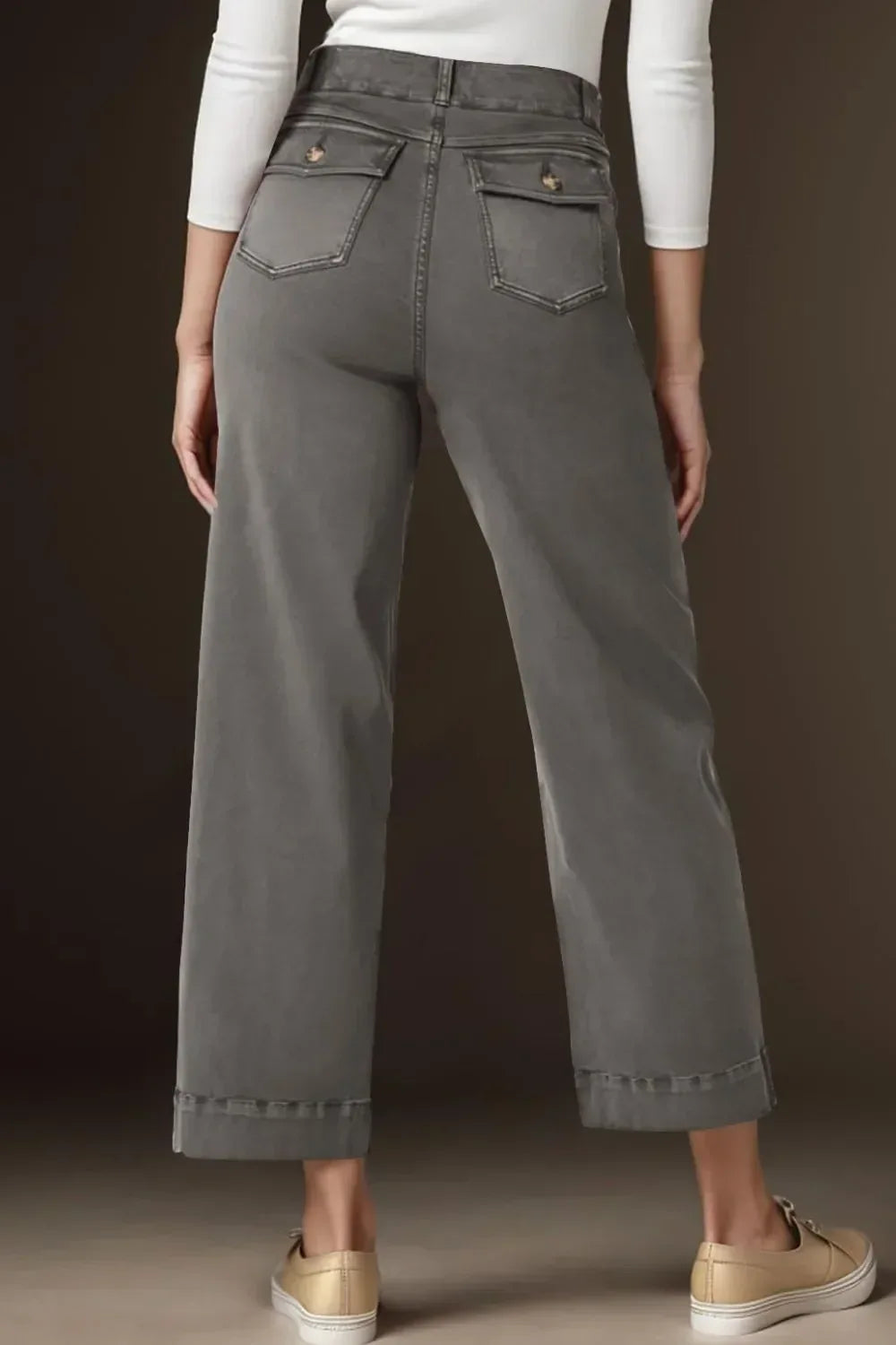High Waist Jeans with Pockets - DAVERRI FASHIONS