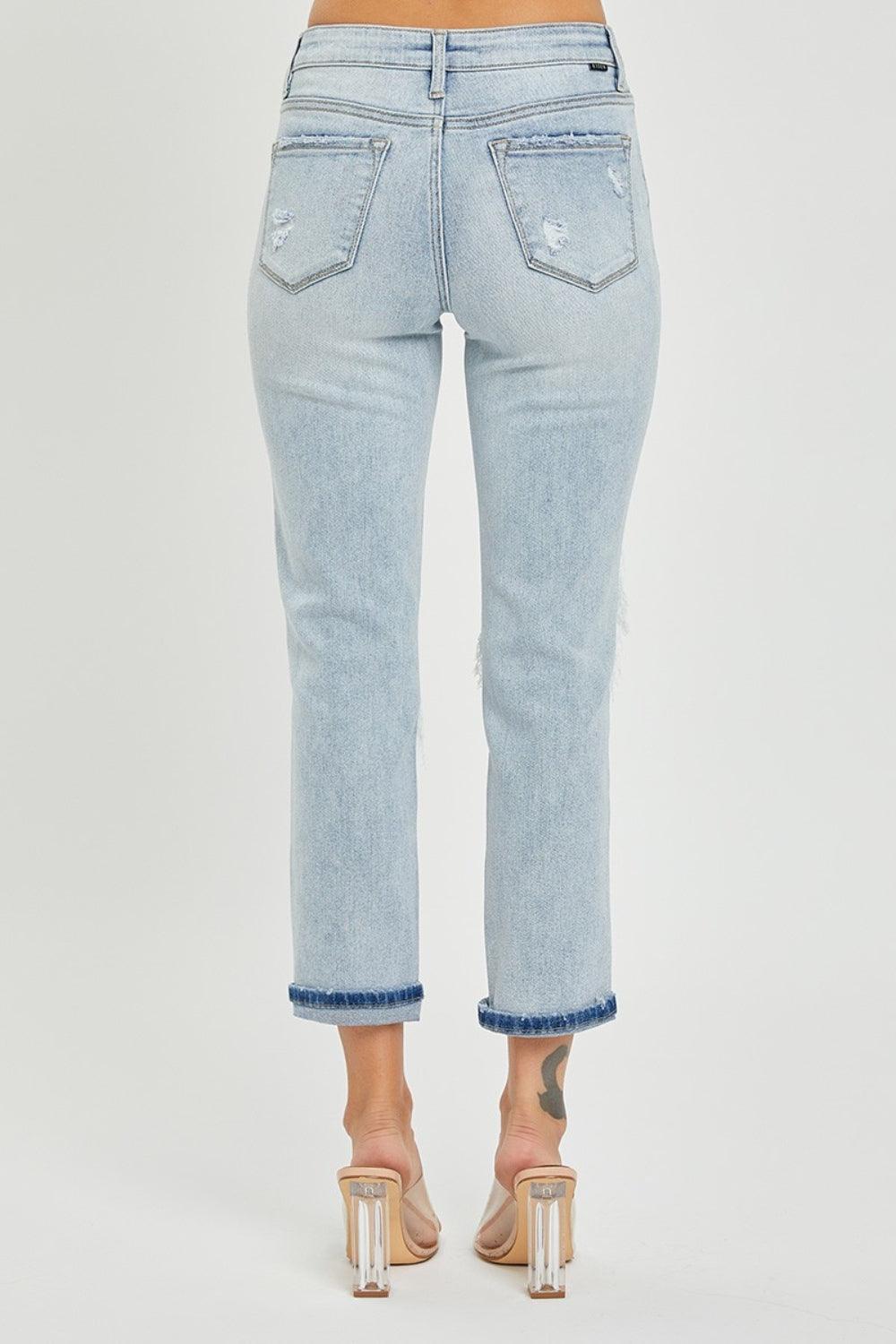RISEN Mid-Rise Sequin Patched Jeans Jeans