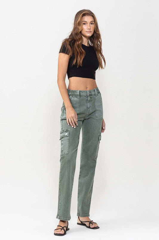 Vervet Cargo Pocket Mid Rise Straight Jeans Jeans