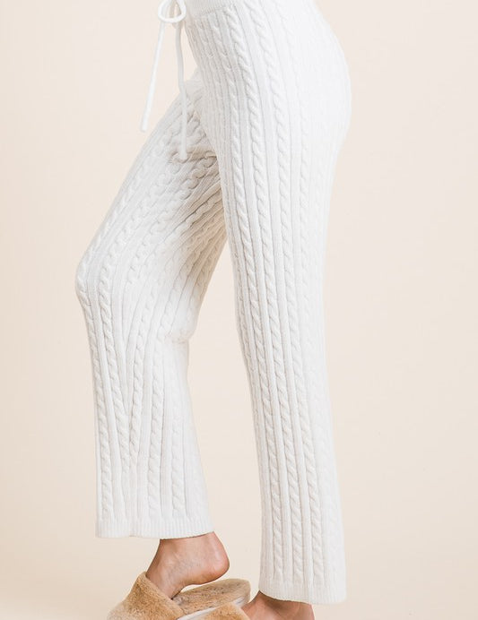 BiBi Cable-Knit High Waist Sweater Pants