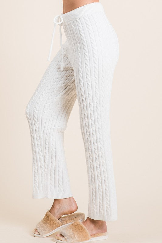 BiBi Cable-Knit High Waist Sweater Pants