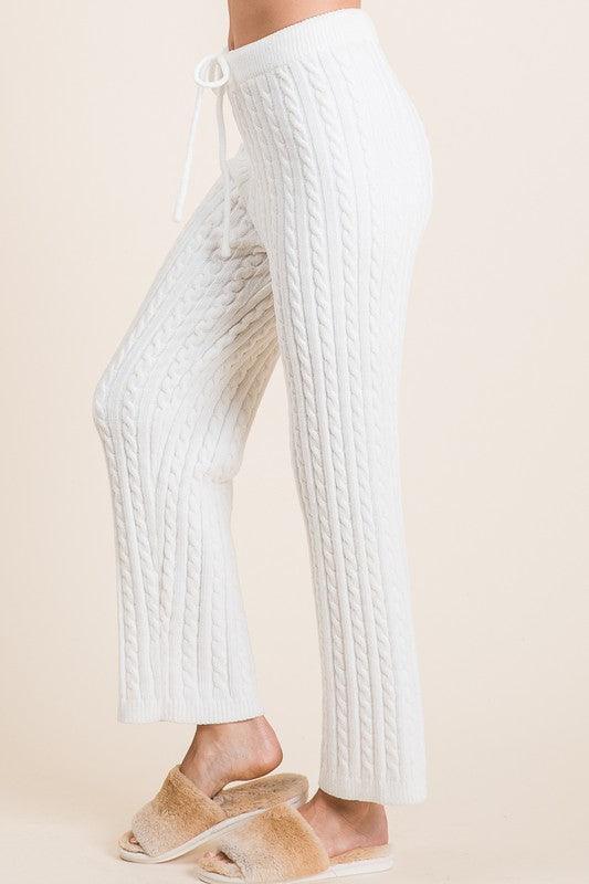 BiBi Cable-Knit High Waist Sweater Pants - DAVERRI FASHIONS