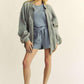 Davi & Dani Exposed Seam Zip Up Dropped Shoulder Jacket Tops