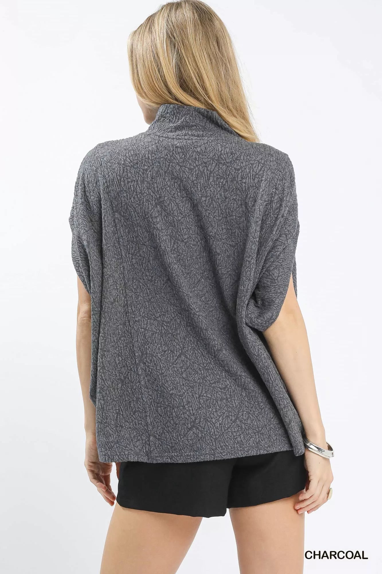 Umgee Textured Mock Neck Relaxed Top | Knit Tops Daverri Fashions
