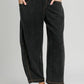 Umgee Elastic Waist Baggy Fit Pants with Pockets Black M