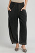 Umgee Elastic Waist Baggy Fit Pants with Pockets Black M