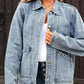 Scallop Trim Collar Patched Pocket Button Up Denim Jacket - DAVERRI FASHIONS
