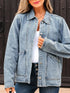 Scallop Trim Collar Patched Pocket Button Up Denim Jacket - DAVERRI FASHIONS