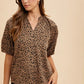 Annie Wear Animal Print Knit Volume Sleeve Blouse