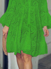 Full Size Eyelet Ruffled Hem Tiered Dress Plus Size | Mini Dresses Daverri Fashions