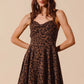 SO ME Mineral Washed Leopard Flare Cami Dress Mini Dresses