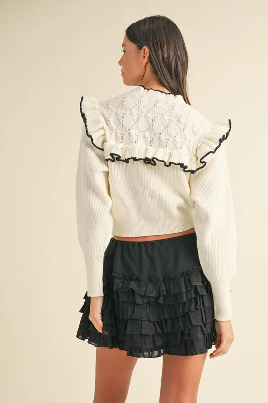 MABLE Ruffle Detailed Cotton Gauze Tiered Mini Skirt