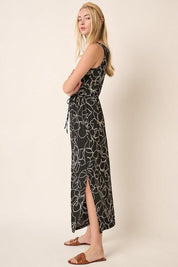 Mittoshop Side Slit Flower Print V-Neck Sleeveless Dress | Daverri Fashions