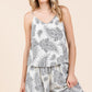 White and gray paisley print sleeveless cami top from Mittoshop set