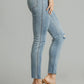 Umgee 5-Pockets Distressed Detail Stretch Denim Skinny Jeans with Unfinished Hem