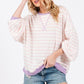 Ces Femme Striped Round Neck Drop Shoulder Sweatshirt Sweatshirts