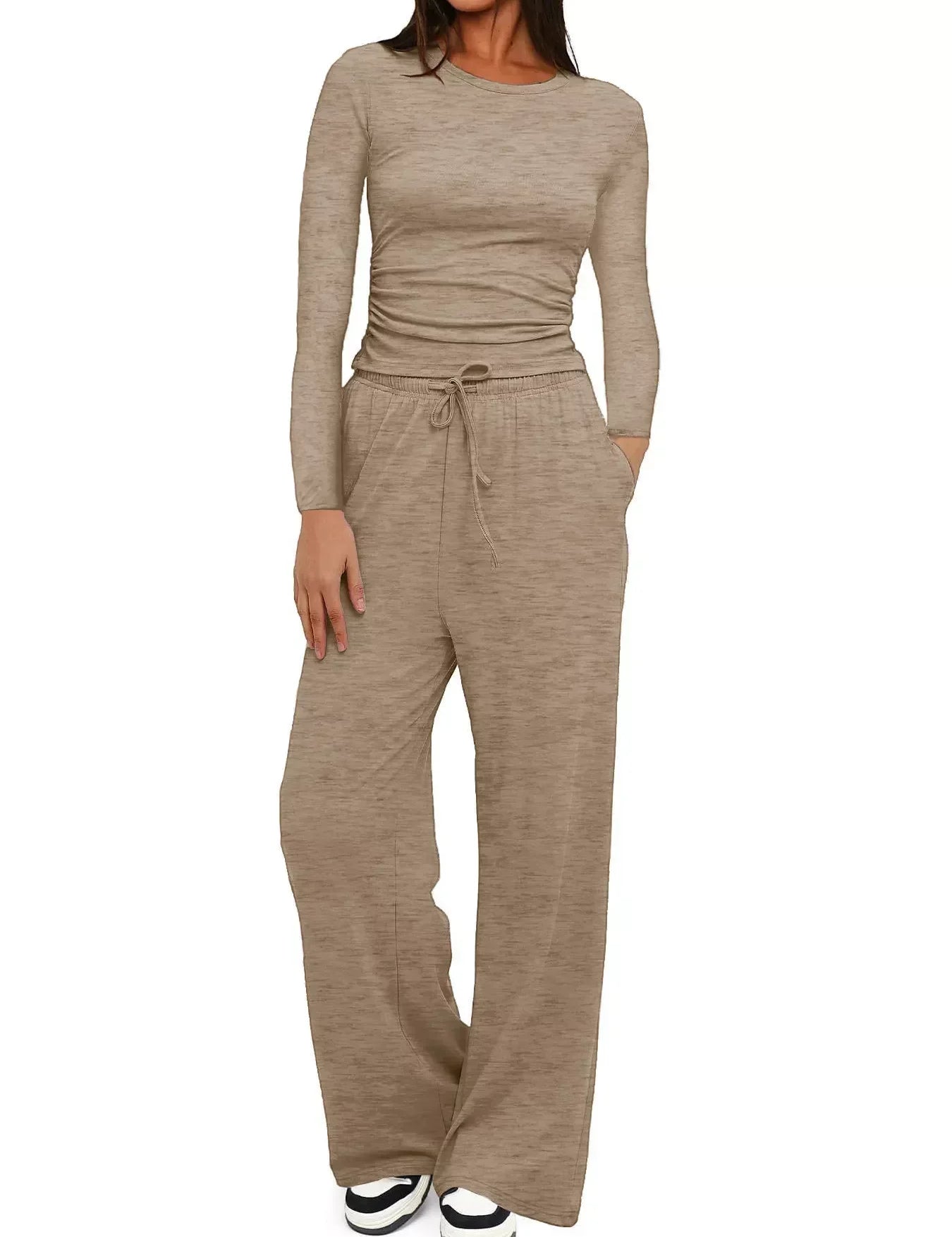 Daverri Fashions Full Size Casual Long Sleeve Top and Pants Set Plus Size - DAVERRI FASHIONS