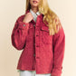 Davi & Dani Quilted Button Down Shacket with Chest Pockets Brick Shackets