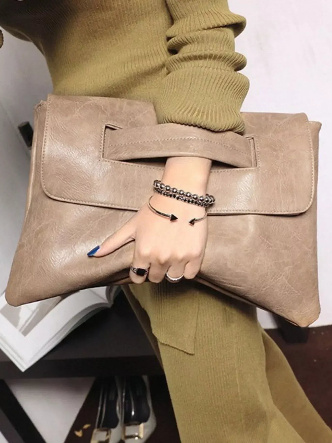 PU Leather Square Crossbody Bag - DAVERRI FASHIONS