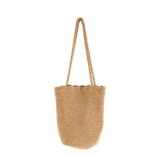 Scalloped bucket tote bag Beige OS Handbags