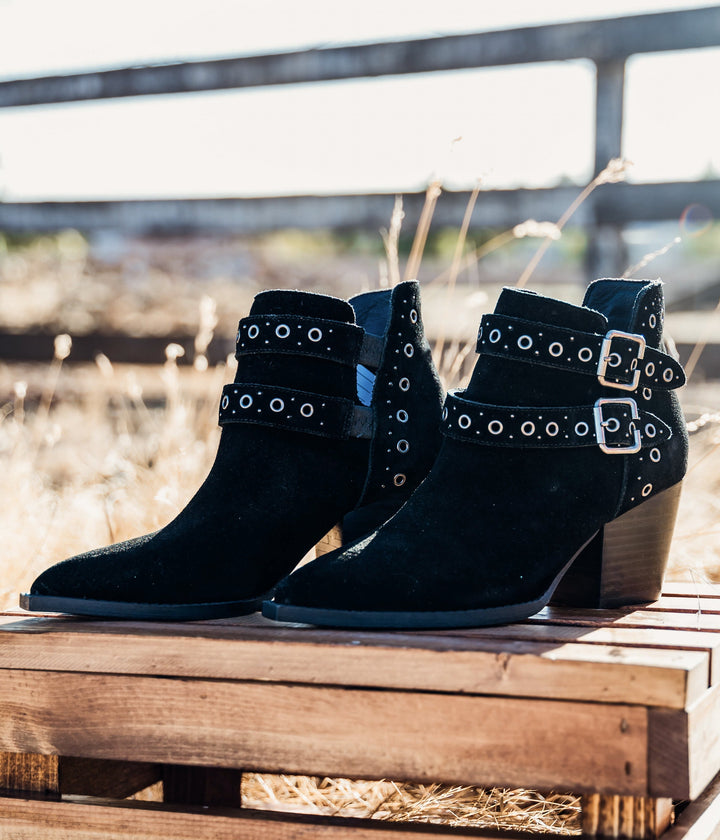 Elsa Suede Ankle Boot in Black Shoes