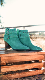 Elsa Leather Ankle Boot in Teal Shoes