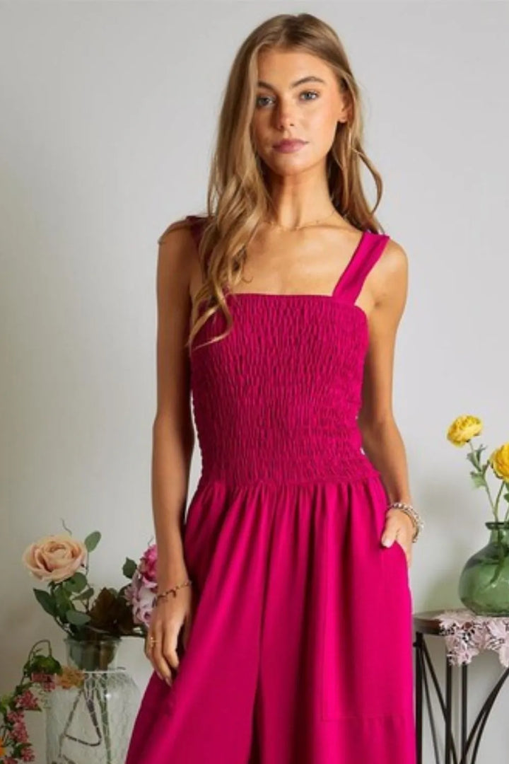 ADORA Smocking Top Wide Leg Jumpsuit Jumpsuits