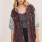 Umgee Contrast Hooded Chenille Jacket Plum - DAVERRI FASHIONS