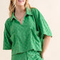 Green And The Why checkerboard pajama top with pocket and collar